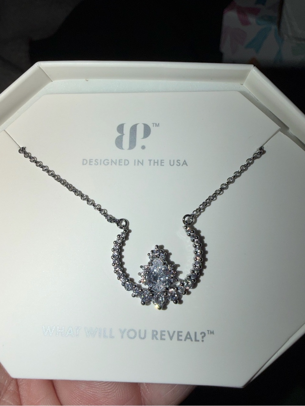 BP RETRO Necklace-Beauty From Within Diamond CZ on Hematite RBP5014